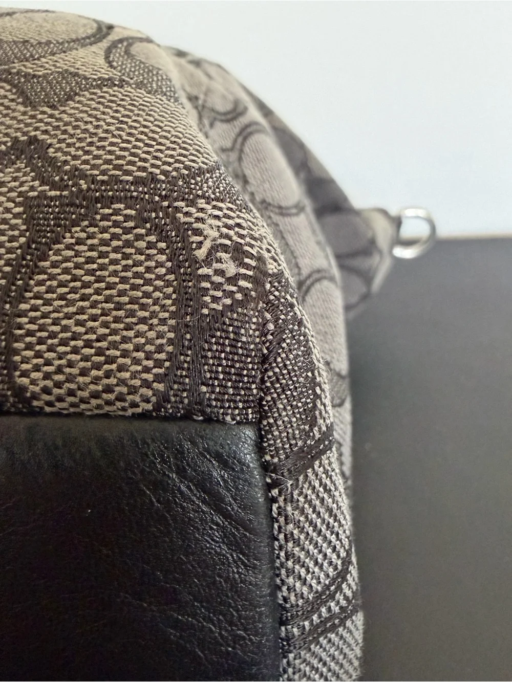 Coach F36625 Signature Gray Black Satchel Crossbody Shoulder Bag